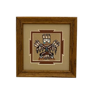 Navajo Sand Painting By Marlene Doby 7&quot; x 7&quot;/Native American/Navajo/Handmade/Home Decor/Wall Decor/Wall Art/Framed/Southwest