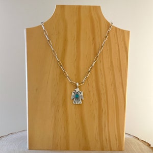 Stamped Turquoise Thunderbird Pendant By Bo Reeves A/Authentic/Native American/Navajo/Handmade/Sterling Silver/One Of A Kind/Boho