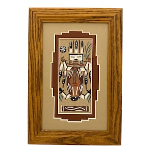 Navajo Sand Painting By Marlene Doby 9.5&quot; x 6.5&quot;/Native American/Navajo/Handmade/Home Decor/Wall Decor/Wall Art/Framed/Southwestern