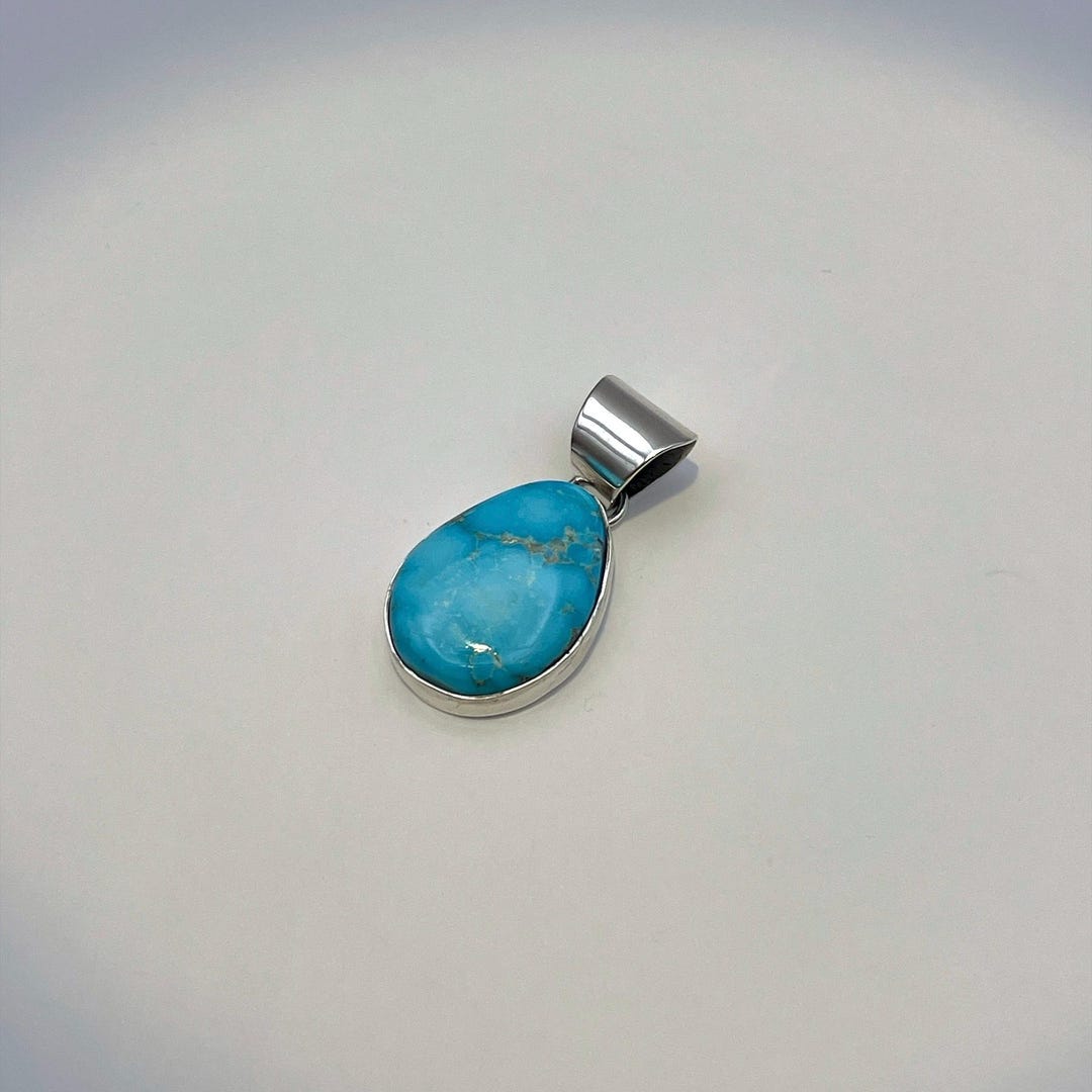Handmade Kingman Turquoise Sterling Silver Pendant - Navajo Artisan ...