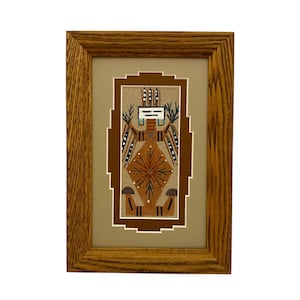 Navajo Sand Painting By Deborah Foster 9.5&quot; x 6.5&quot;/Native American/Navajo/Handmade/Home Decor/Wall Decor/Wall Art/Framed/Southwestern