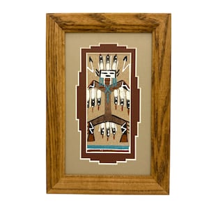 Navajo Sand Painting By Glen Nez 9.5&quot; x 6.5&quot;/Native American/Navajo/Handmade/Home Decor/Wall Decor/Wall Art/Framed/Southwestern
