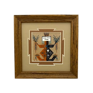 Navajo Sand Painting By Tracy Bryant 7&quot; x 7&quot;/Native American/Navajo/Handmade/Home Decor/Wall Decor/Wall Art/Framed