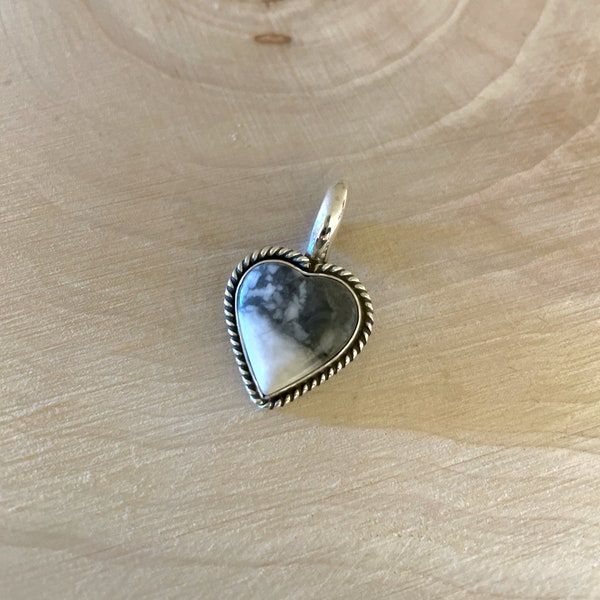 White Buffalo Heart Pendant By Robin Tsosie B/Authentic/Native American/Navajo/Handmade/Sterling Silver/Southwest/Boho