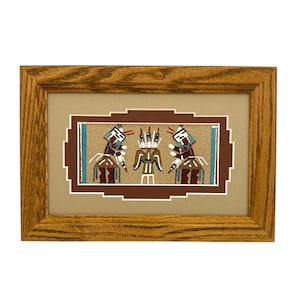 Navajo Sand Painting By Glen Nez 9.5&quot; x 6.5&quot;/Native American/Navajo/Handmade/Home Decor/Wall Decor/Wall Art/Framed/Southwestern
