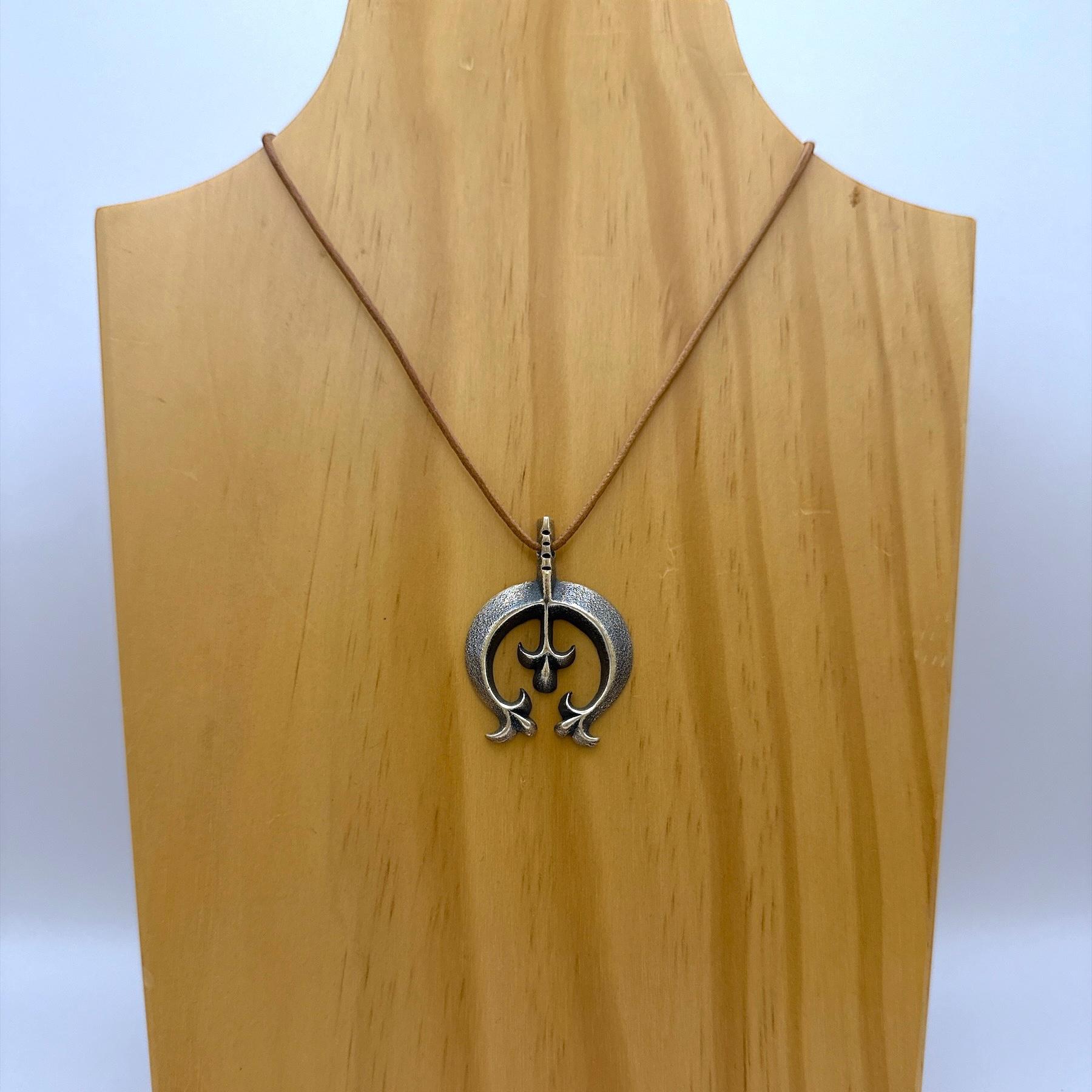 Tufa Cast Sterling Silver Naja Pendant by Aaron Anderson, Navajo