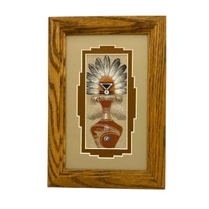 Navajo Sand Painting By Michael Watchman 9.5&quot; x 6.5&quot;/Native American/Navajo/Handmade/Home Decor/Wall Decor/Wall Art/Framed/Southwestern