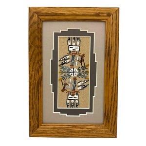 Navajo Sand Painting By Marlene Doby 9.5&quot; x 6.5&quot;/Native American/Navajo/Handmade/Home Decor/Wall Decor/Wall Art/Framed/Southwestern