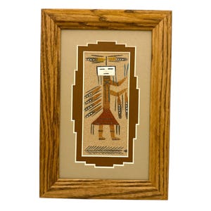 Navajo Sand Painting By Johnny Benally 9.5&quot; x 6.5&quot;/Native American/Navajo/Handmade/Home Decor/Wall Decor/Wall Art/Framed/Southwestern