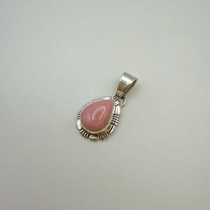 Pink Conch Shell Teardrop Pendant/Authentic/Native American/Navajo/Handmade/Sterling Silver/Southwest/Southwestern/Boho/Hippie