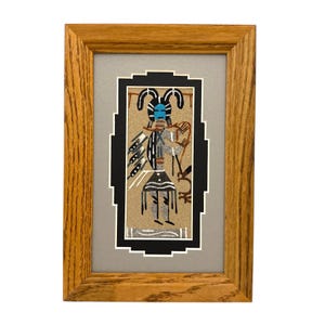 Navajo Sand Painting By Marlene Doby 9.5&quot; x 6.5&quot;/Native American/Navajo/Handmade/Home Decor/Wall Decor/Wall Art/Framed/Southwestern