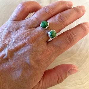 Bague fendue deux pierres en or Sonora par Geraldine James D taille 7,5/Amérindien/Navajo/fait main/argent sterling/unique/bohème/sud-ouest