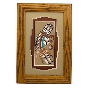 Navajo Sand Painting By Marlene Doby 9.5&quot; x 6.5&quot;/Native American/Navajo/Handmade/Home Decor/Wall Decor/Wall Art/Framed/Southwestern