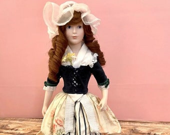 Franklin Heirloom 1983 Porcelain Doll ~ Red Curly Hair, Velvet Blazer 16”
