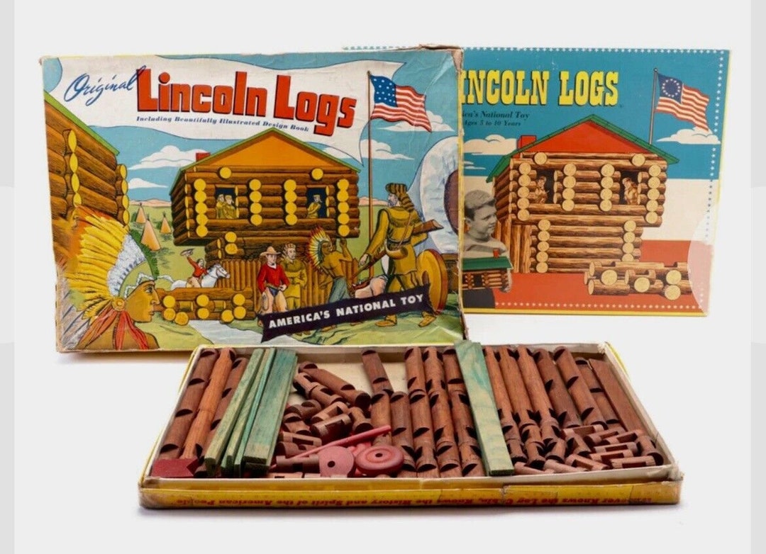 Antique Wooden Lincoln Logs 3 Full Sets W/ Boxes 4F 3LF 1L Very RARE Etsy