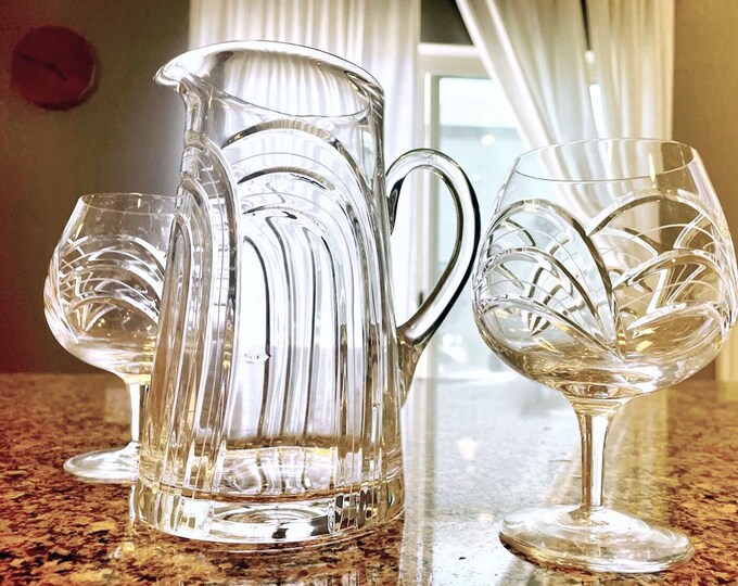 Vintage Rogaska Maestro Crystal Pitcher & Stemware Etsy