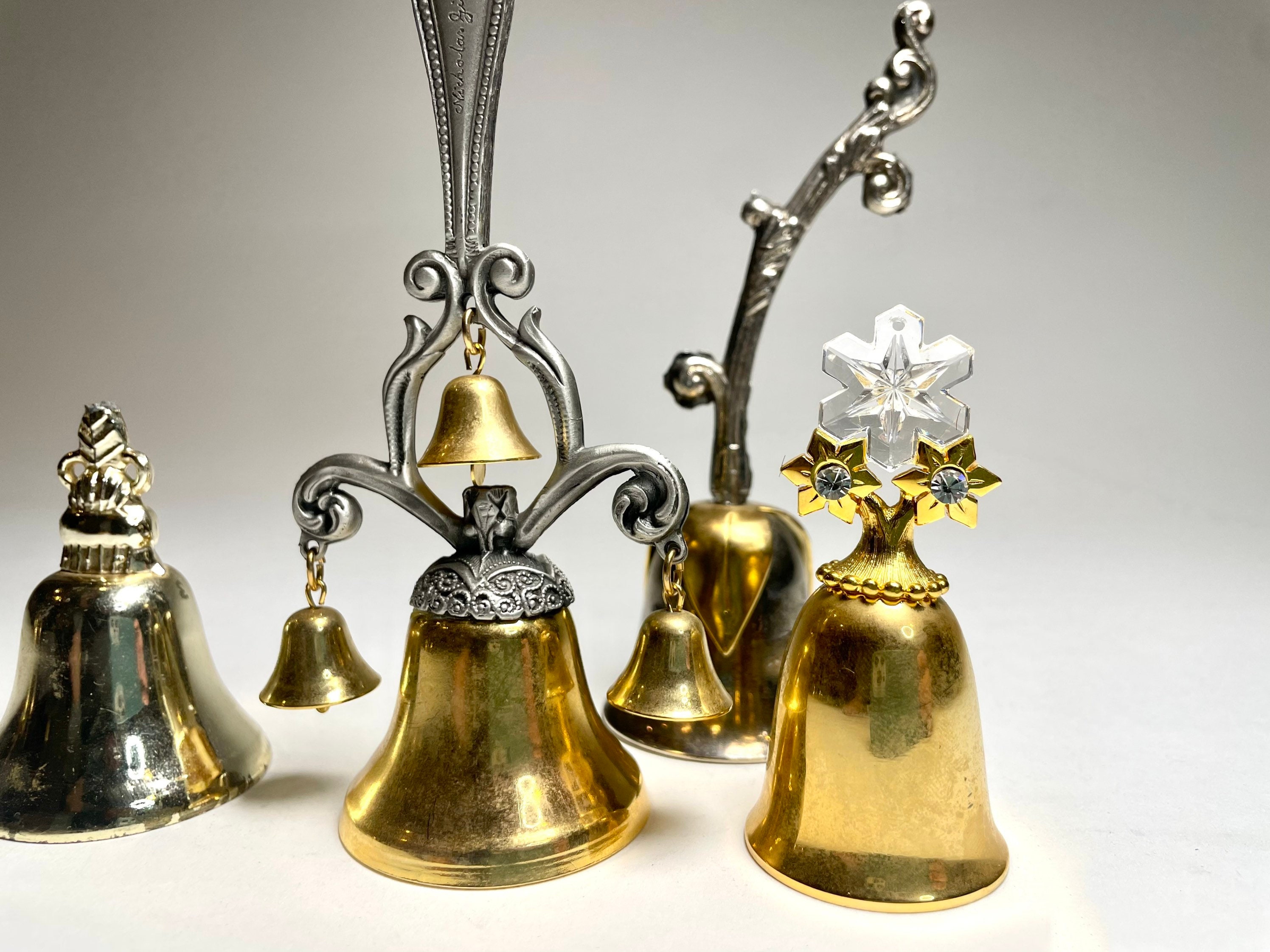Vintage Brass Christmas Bells Brass Silver Petite Large Etsy