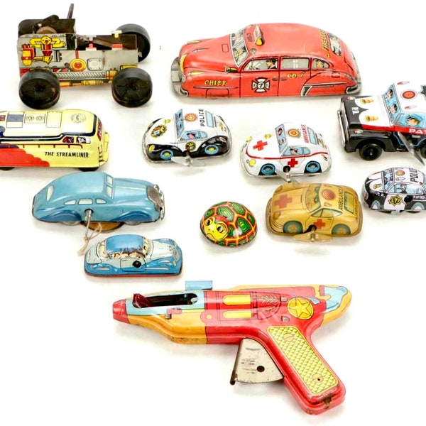 CHOICE! Vintage Tin Litho Wind-Up Toys! Lupor, Chein & More | Windup Clockwork Tin Toys | Friction Cars