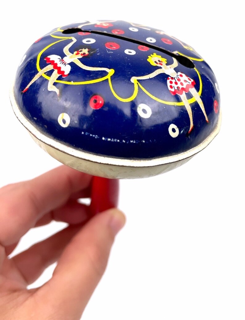Tin Rattle Antique Tin Litho & Wooden Rattle Noisemaker | Kirchhoff | USA - Etsy