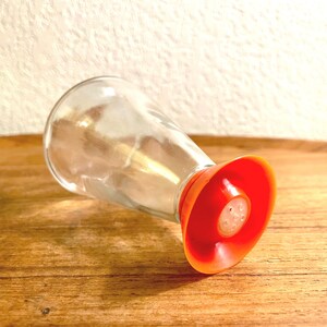 Mid-Century Spice Blend or Salt Shaker | Holds 1/2 Cup | Clear Glass & Plastic Bright Orange Lid | MCM Vintage