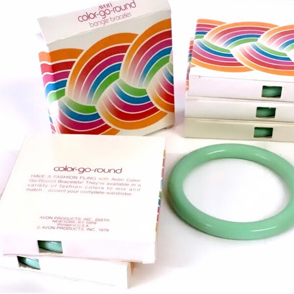 1979 AVON Mint Green Bangles! Color-Go-Round All New In Original Boxes