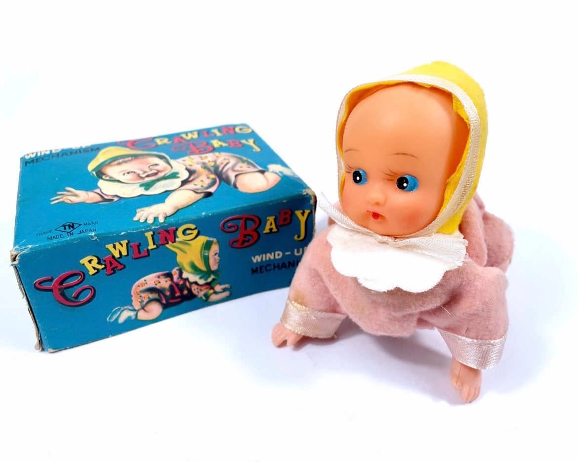 Antique Crawling Baby Wind up Mechanism Toy New in Box Works Great