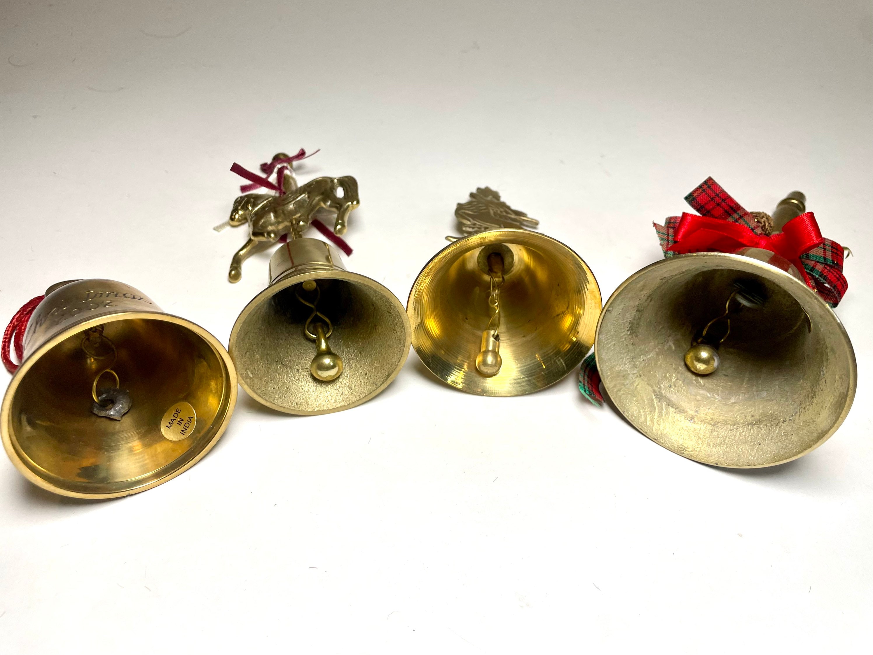 Vintage Brass Christmas Bells Brass Silver Petite Large Etsy