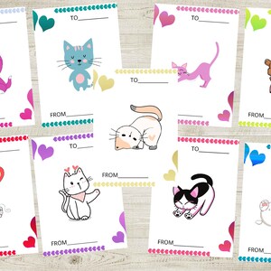 Kids Cat Valentines Cards, Cute Kitty Valentines Cards, Nine Designs, INSTANT DOWNLOAD, Printable, Minimalist
