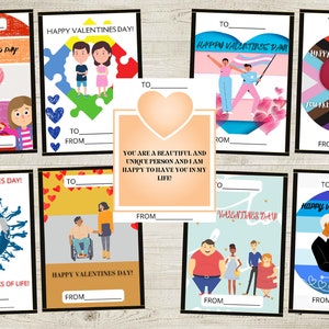 Tarjetas de San Valentín inclusivas, Tarjetas de San Valentín LGBTQ+, Nueve diseños, DESCARGA INSTANTE, Imprimible, Discapacidad, Autismo, Inmigrante