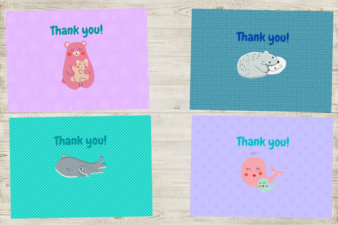 Mommy and Me Thank You Cards, Baby Shower, Baby Birthday, Instant Download, Printable Cards Etsy