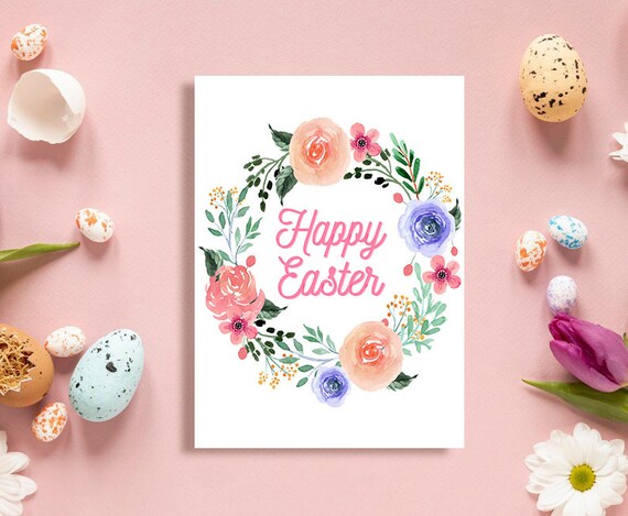薔薇とレースのジャンクジャーナル・雑記帳　Happy Easter Happy Easter Print-happy Easter Wreath-happy Easter Sign