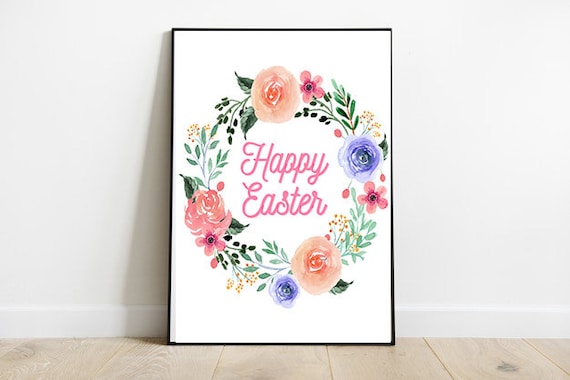 薔薇とレースのジャンクジャーナル・雑記帳　Happy Easter Happy Easter Print-happy Easter Wreath-happy Easter Sign