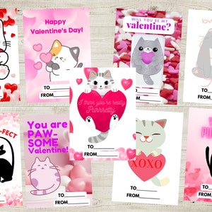 Classic Cat Valentines Cards, Cute Valentines Puns Cards, Nine Designs, INSTANT DOWNLOAD, Printable