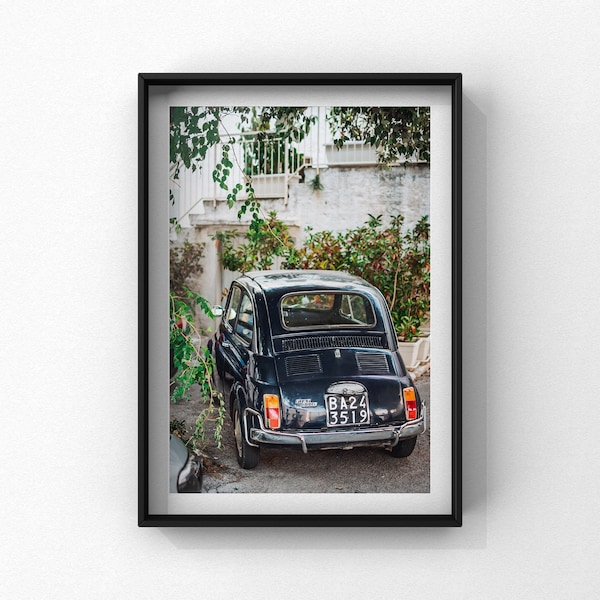 Classic Fiat 500 Poster Print, Puglia Wall Art, Puglia Italy, Italy Wall Art, Italian Village, Italy Photography, Downloadable Print