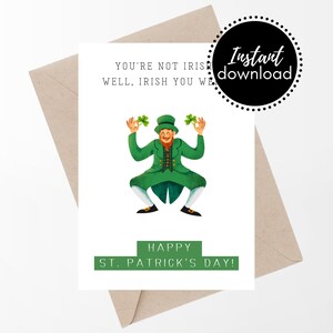 Carte de voeux irlandaise de la Saint-Patrick, carte de voeux drôle imprimable, carte de voeux en téléchargement numérique instantané, carte de la Saint-Patrick irlandaise