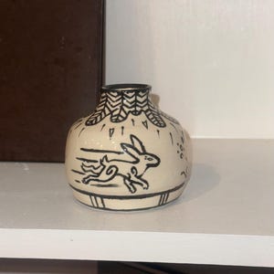 Small Handmade Contemporary Rabbit Bunny Ceramic Vase