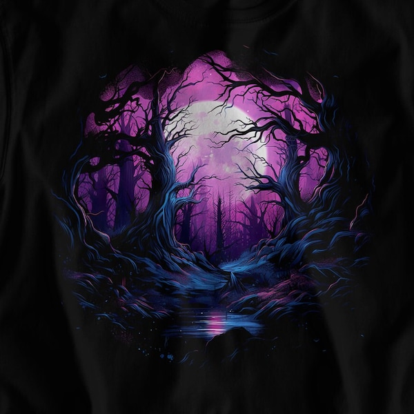 T-shirt Purple Moonlight Fantasy Design - Commerce équitable - Haute qualité