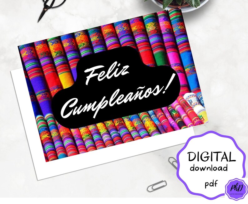Printable Feliz Cumpleanos Blank Simple Instant Download 7x5 | Etsy