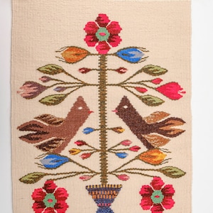 Tree of Life Oltenia floral kilim, small carpet / brand new / aprox 42 x 33 cm / handmade in Romania by a master weaver/ pure wool on cotton