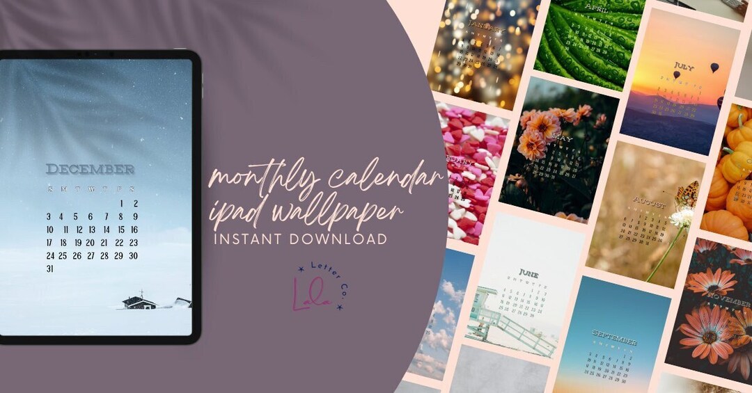 Monthly iPad Wallpaper Calendar/ Tablet Background/ iPhone Wallpaper