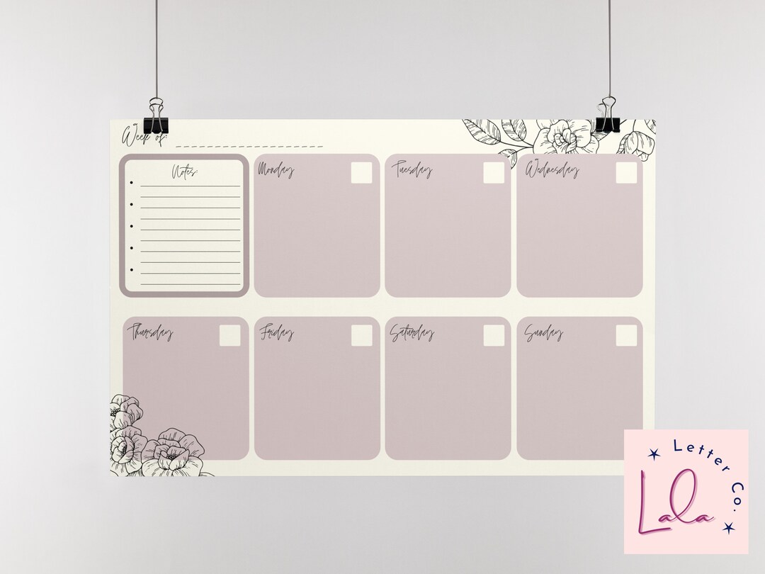 Pink Floral Weekly Planner -DIGITAL DOWNLOAD - Etsy