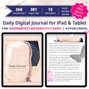 Digital Daily Journal | Portrait Abstract Pastel Pink Daily Journal for iPad, Android Tablet | GoodNotes Journal, Notability Journal