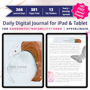 Digital Daily Journal | Portrait Abstract Pastel Blue Daily Journal for iPad, Android Tablet | GoodNotes Journal, Notability Journal