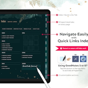 Quick links index page for easy navigation. 464 stunning pages. 13 Hyperlinked tabs on every page. 2 customizable sections.