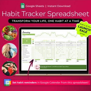 Habit Tracker Google Sheet | Habit Tracker Spreadsheet | Weekly & Monthly To Do List Google Sheets | Digital Goal Planner | AM Routine