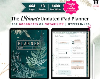 Undated Digital Planner | Simple GoodNotes Planner | Notability Planner | Daily Planner Digital | All-in-one iPad Planner | Digital Stickers