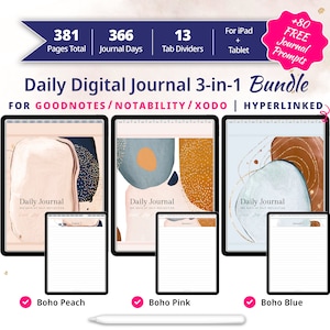 Digital Daily Journal Bundle | Portrait Abstract Daily Journal for iPad, Android Tablet | GoodNotes Journal, Notability Journal