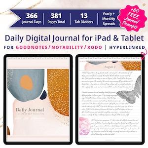 Digital Daily Journal | Portrait Abstract Pastel Pink Daily Journal for iPad, Android Tablet | GoodNotes Journal, Notability Journal