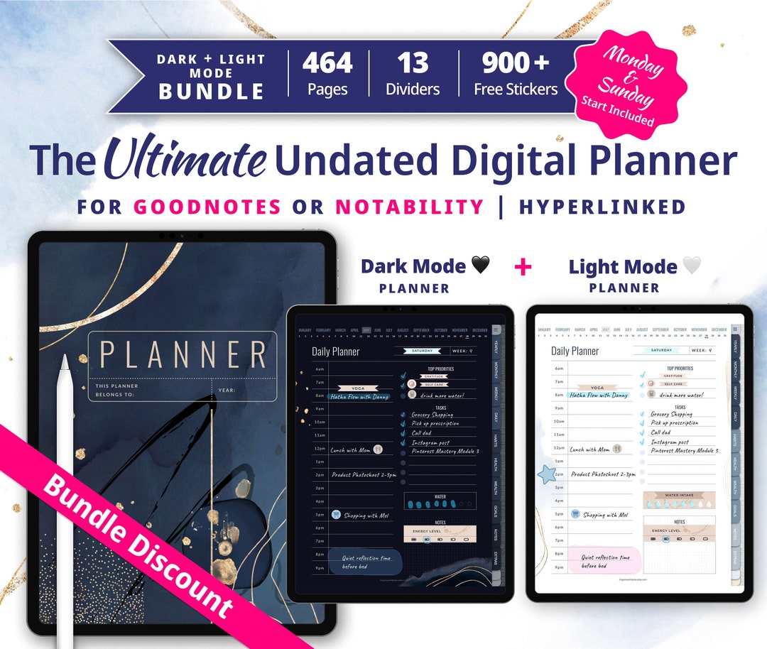 Undated iPad Planner Bundle for Goodnotes, Notability | All in One ...
