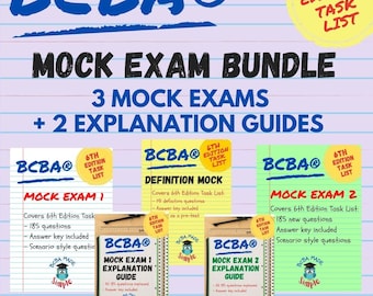BCBA Mock Exam Package | 3 Mock Exams | Explanation Guides | Definition Mock | Board Certified Behavior Analyst | 6th Edition Task List
